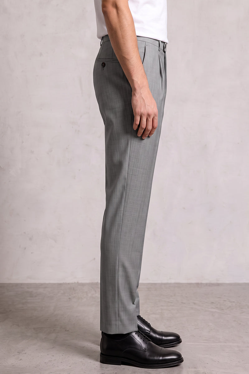 Gray 50% Merino Wool Suit Trousers