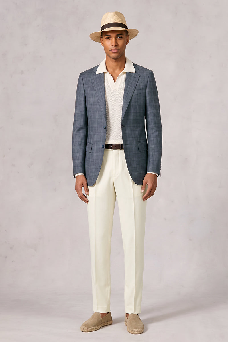 Blue 50% Merino Wool Suit