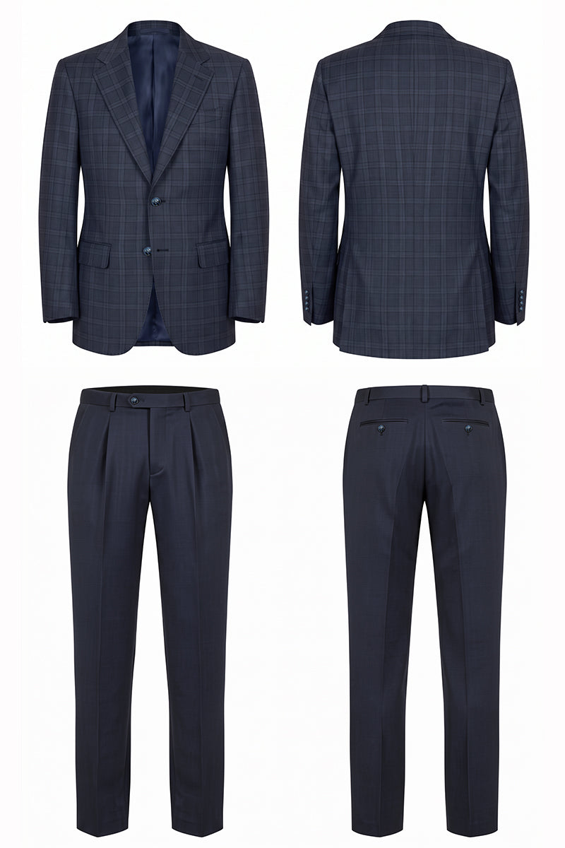 Costume en laine mérinos bleu