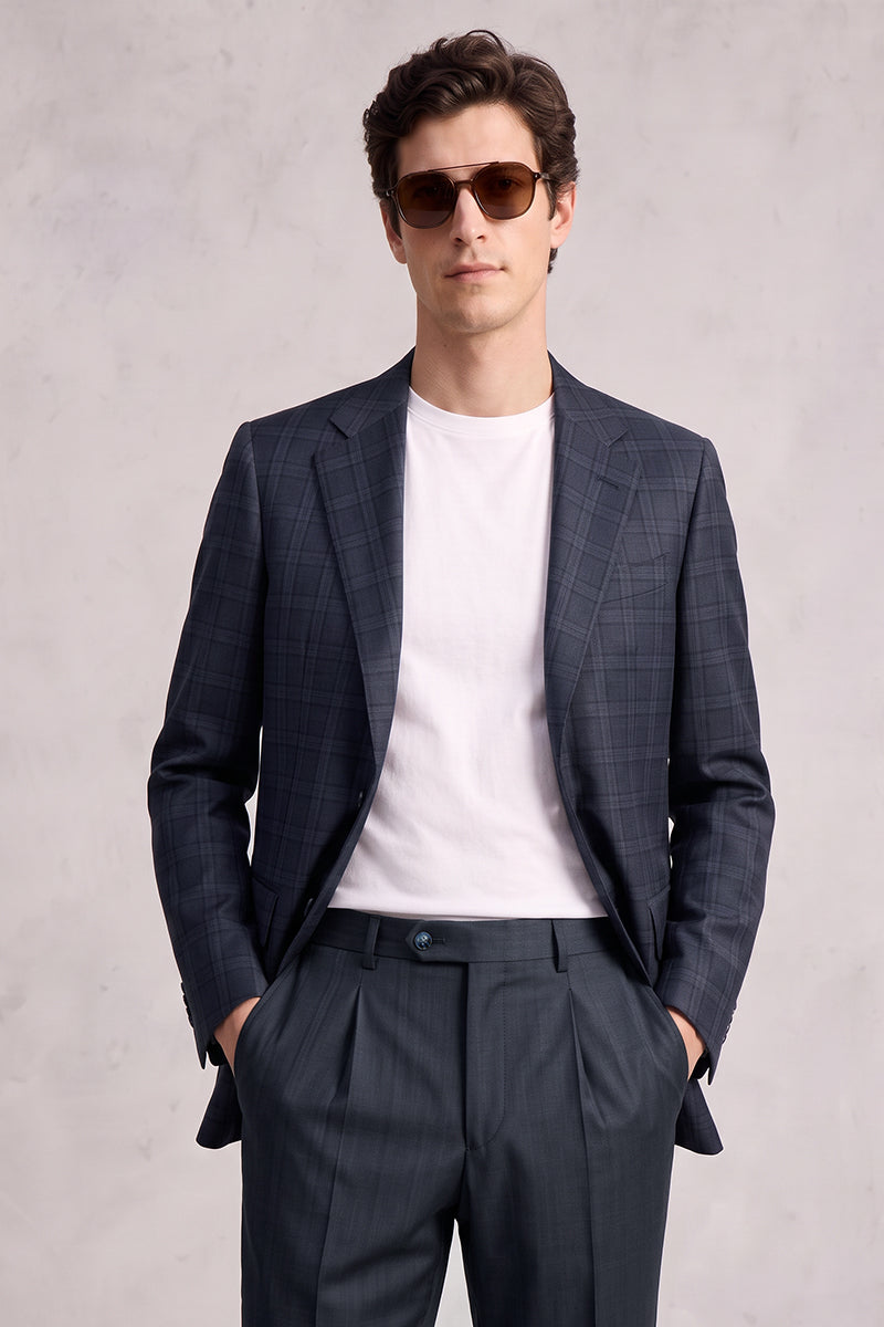 Blue 50% Merino Wool Suit