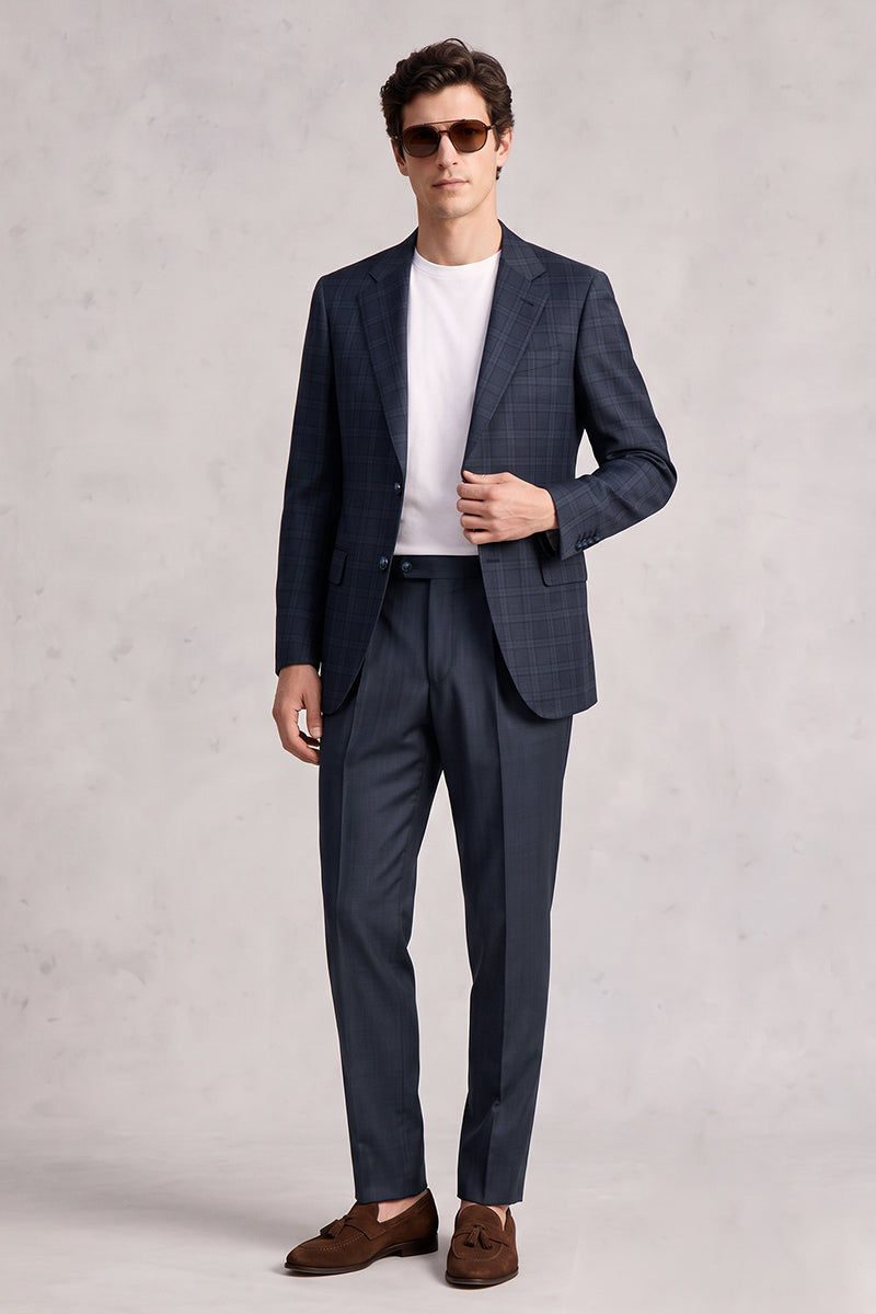Costume en laine mérinos bleu