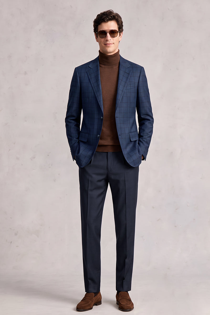 Blue 50% Merino Wool Suit