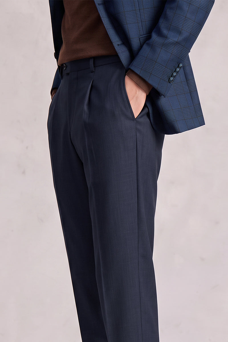 Pantalon de costume en laine mérinos bleu