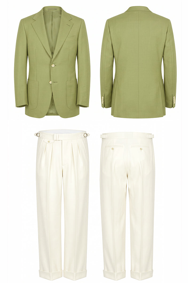 Costume en laine mérinos vert