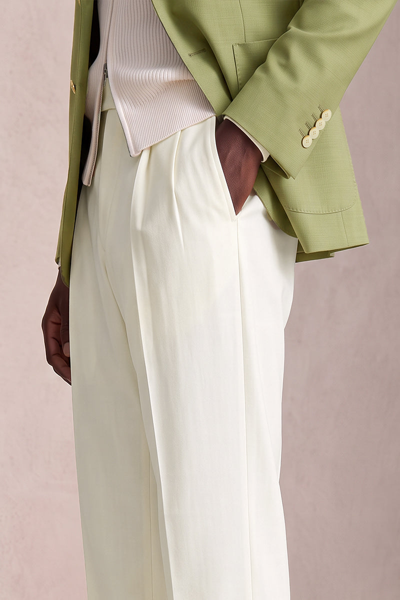 Pantalon de costume en laine mérinos blanche