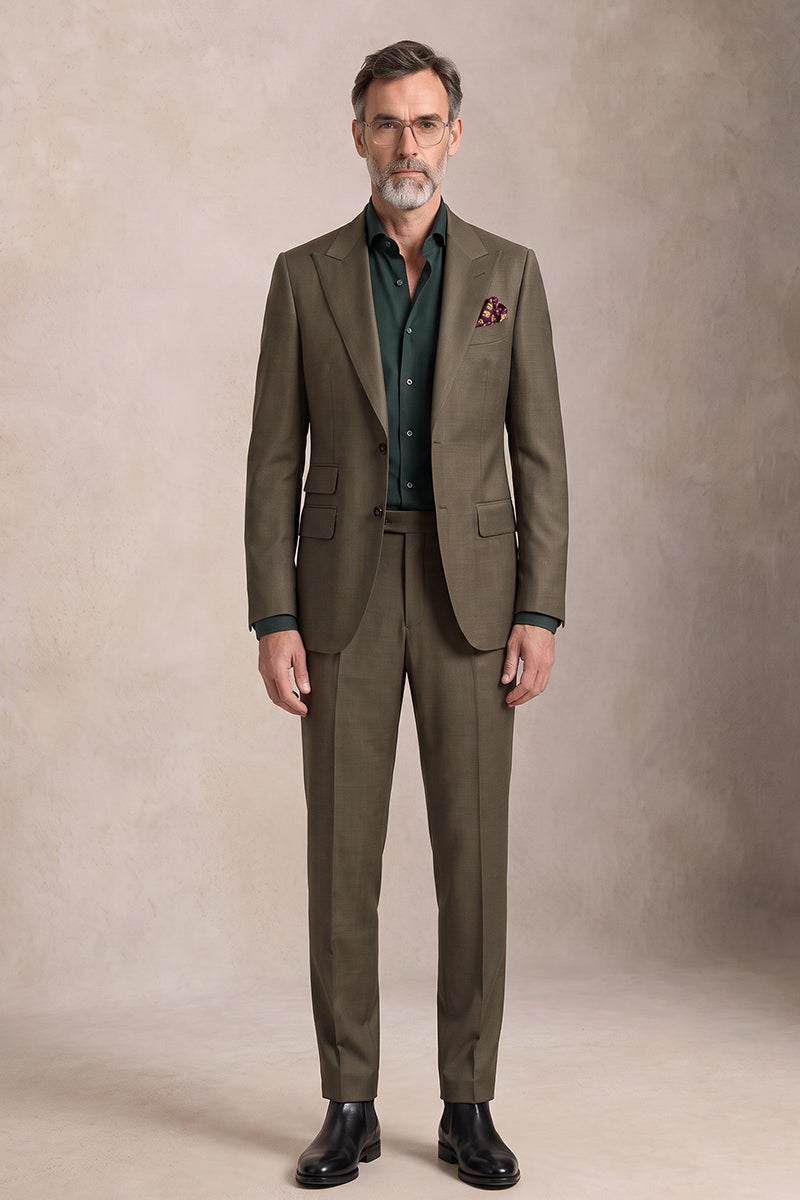 Brown 100% Merino Wool Suit