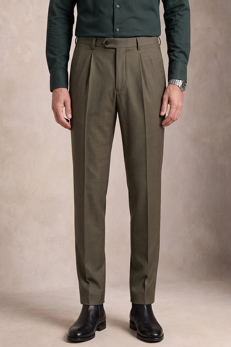 Brown 100% Merino Wool Suit Trousers