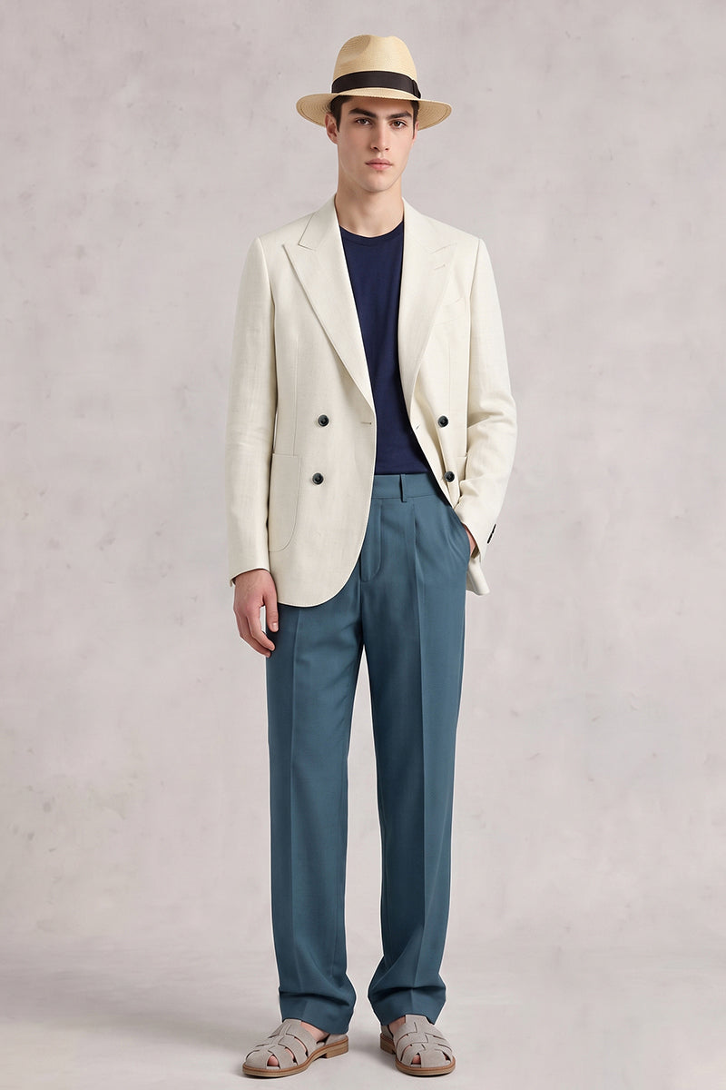Beige 100% Merino Wool Suit