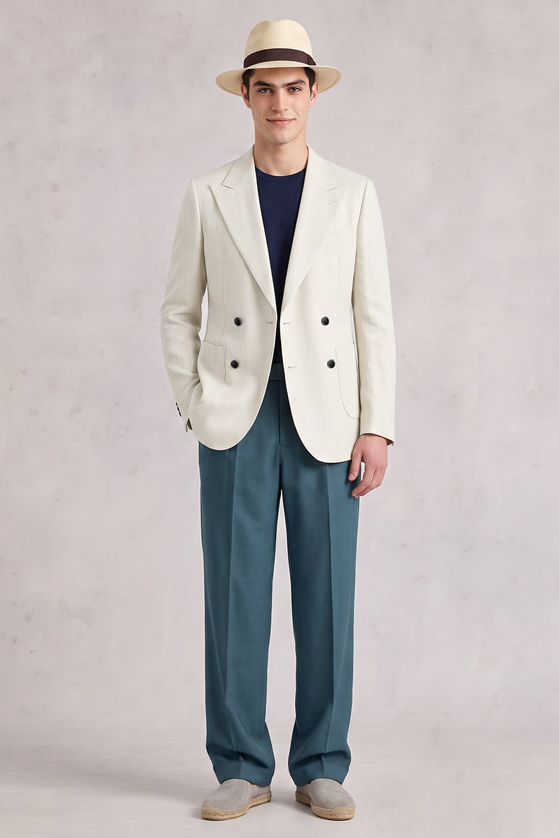Traje de lana merina beige