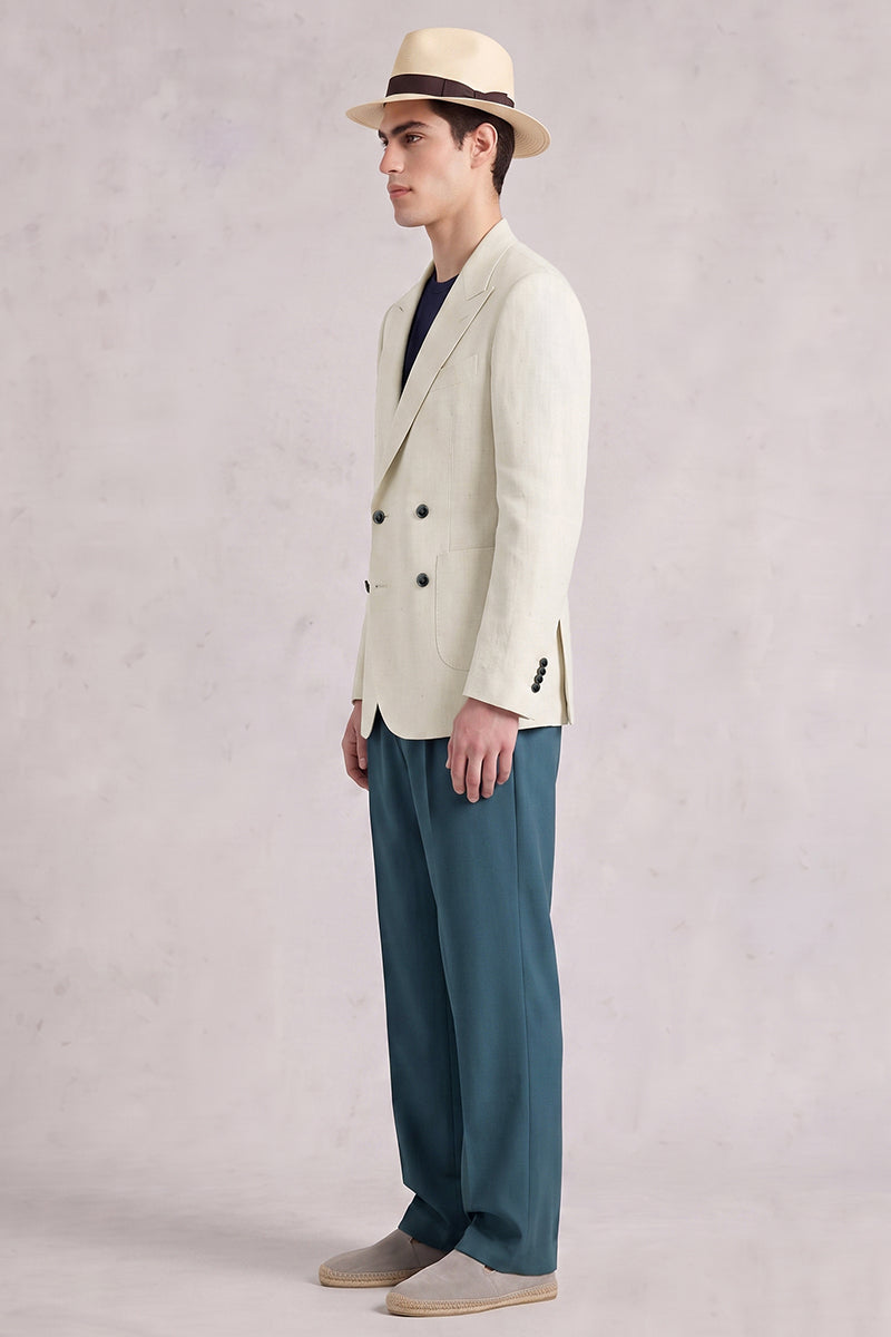 Traje de lana merina beige