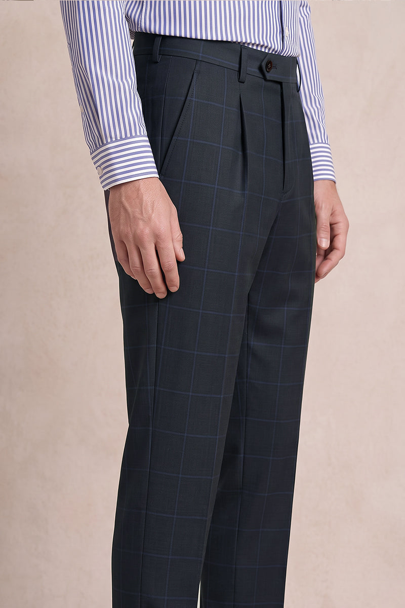 Pantalones de traje de lana azul