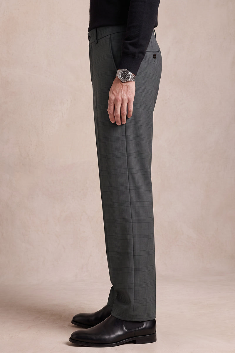 Gray 100% Wool Suit Trousers