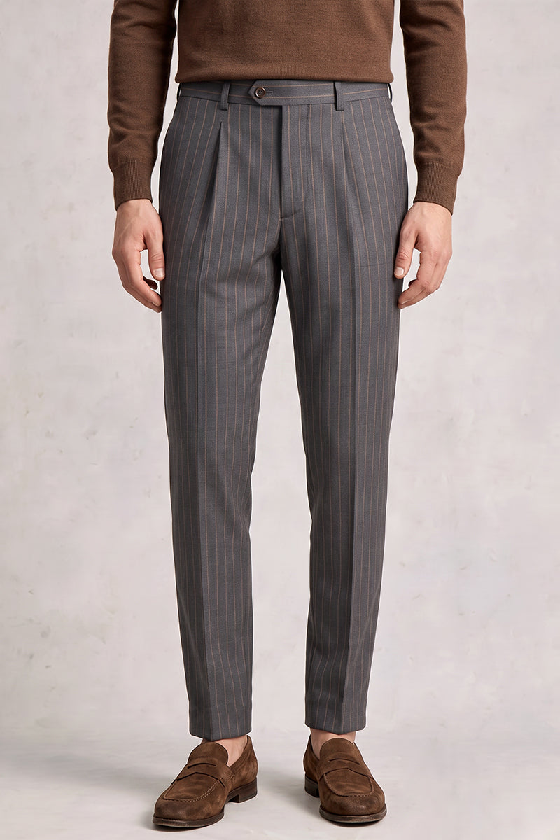 Gray 50% Merino Wool Suit Trousers