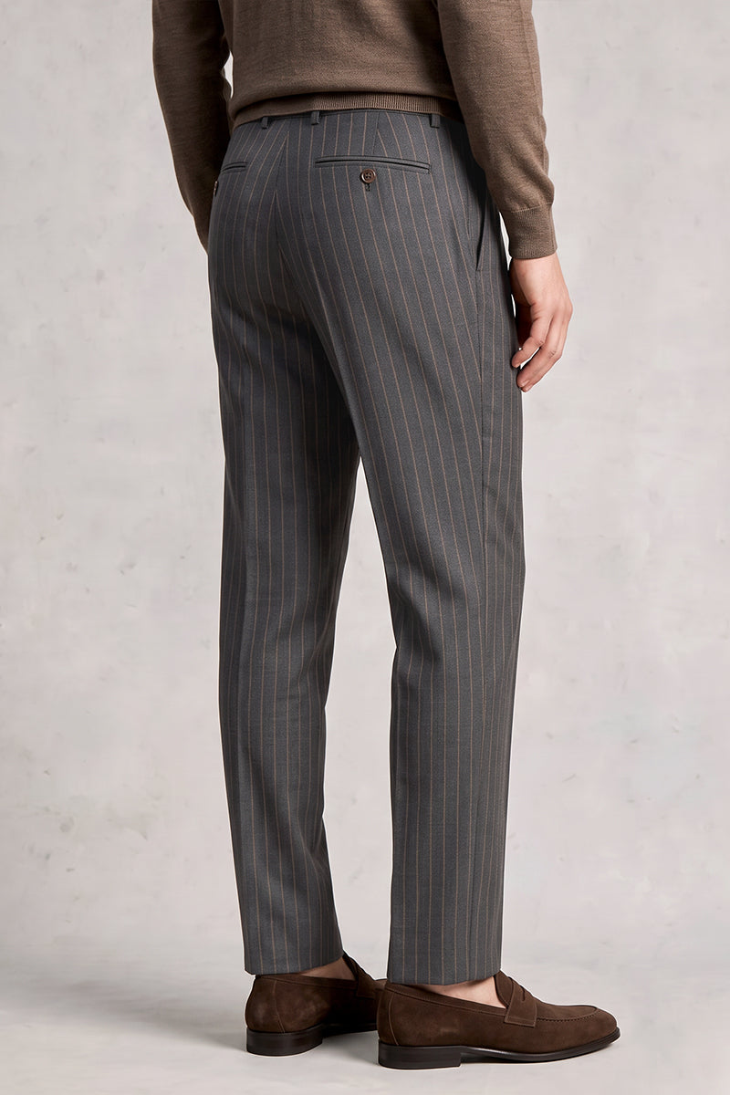 Gray 50% Merino Wool Suit Trousers