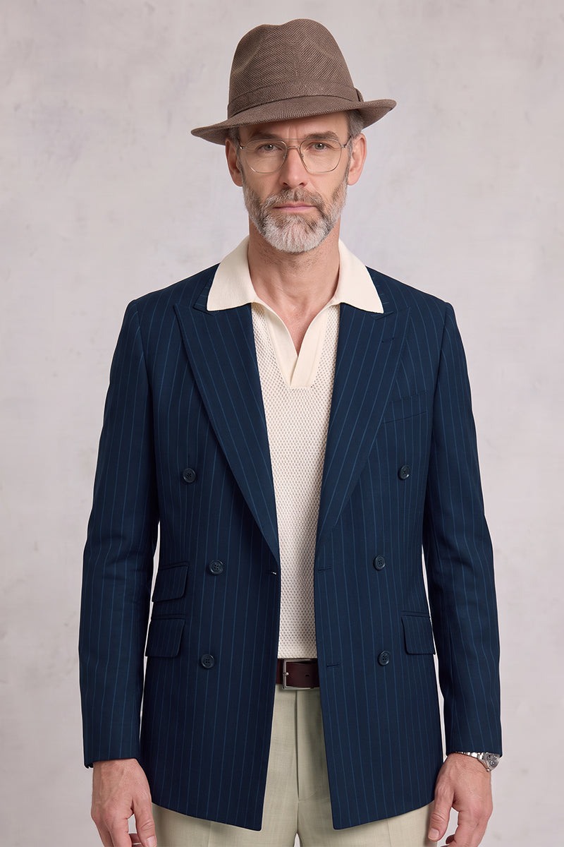 Blue 50% Merino Wool Suit