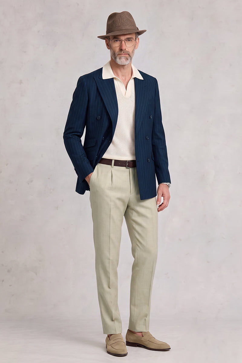 Blue 50% Merino Wool Suit