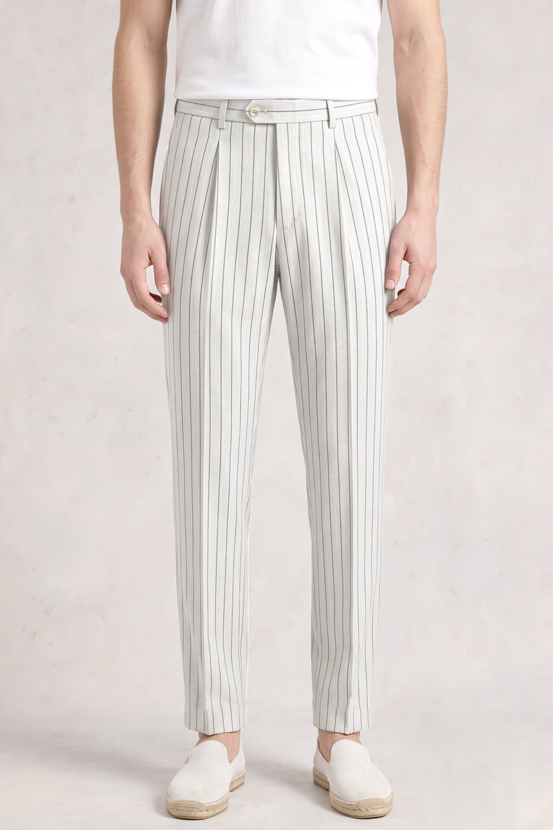 Gray 50% Merino Wool Suit Trousers