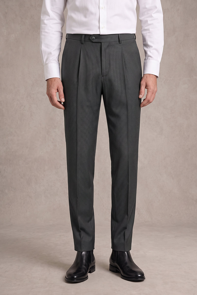 Gray 50% Merino Wool Suit Trousers