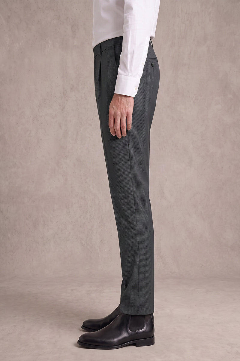 Gray 50% Merino Wool Suit Trousers