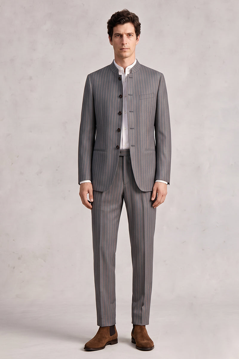 Gray 50% Merino Wool Suit