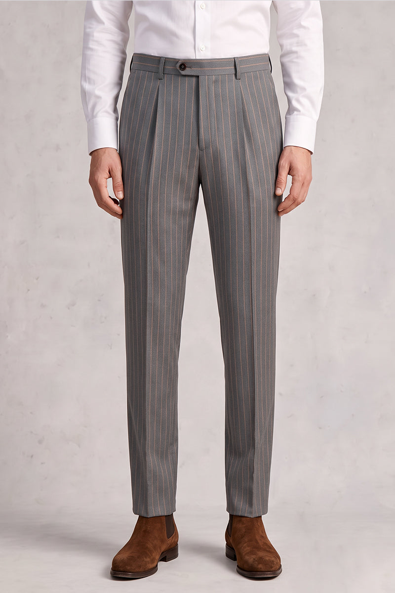 Gray 50% Merino Wool Suit Trousers
