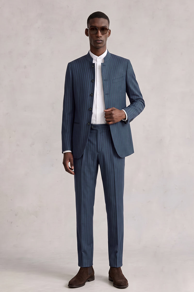 Blue 50% Merino Wool Suit