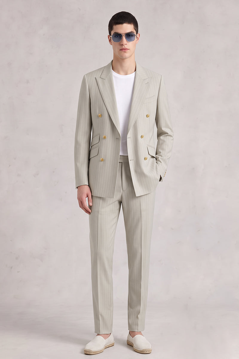 Beige 50% Merino Wool Suit