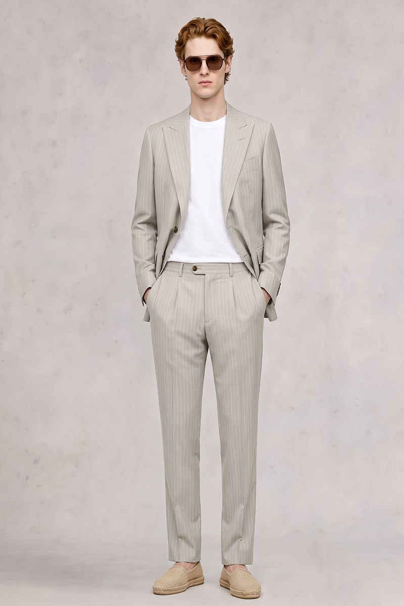 Traje de lana merina gris