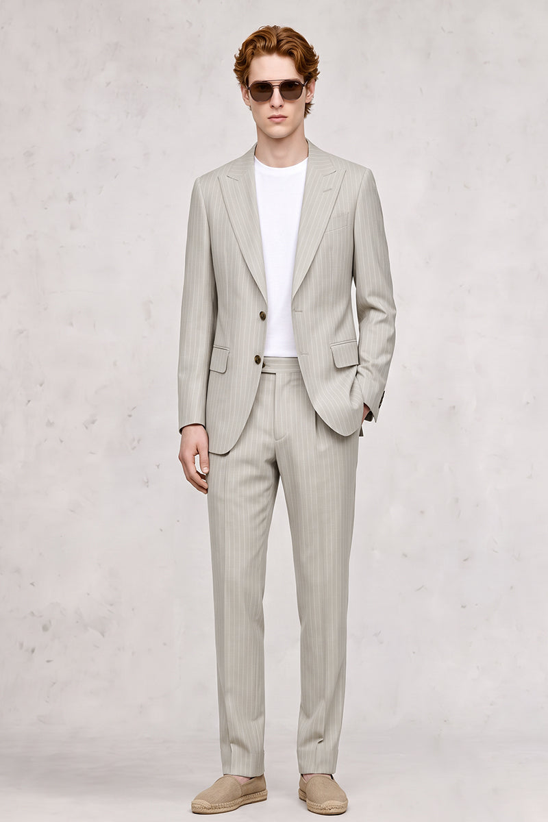 Traje de lana merina gris