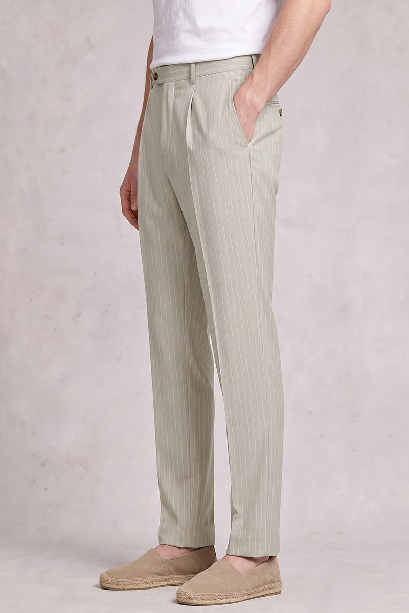Gray 50% Merino Wool Suit Trousers