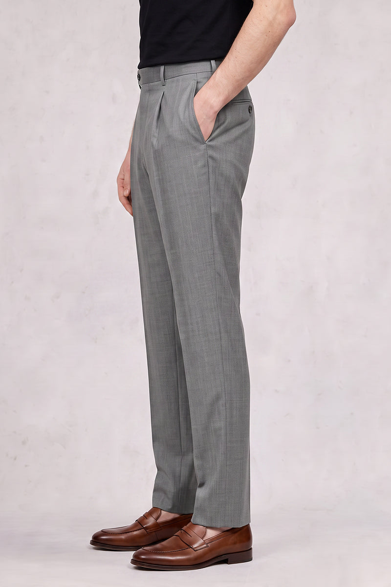 Gray 50% Merino Wool Suit Trousers