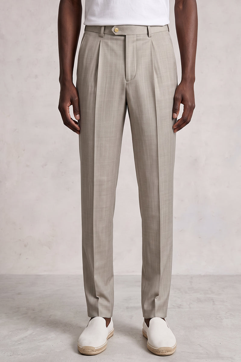 Gray 50% Merino Wool Suit Trousers