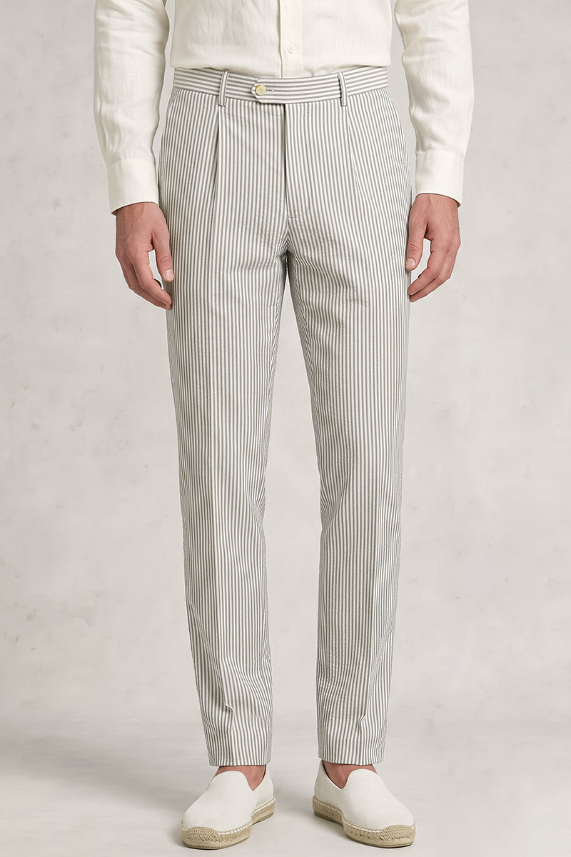 Gray 50% Merino Wool Suit Trousers