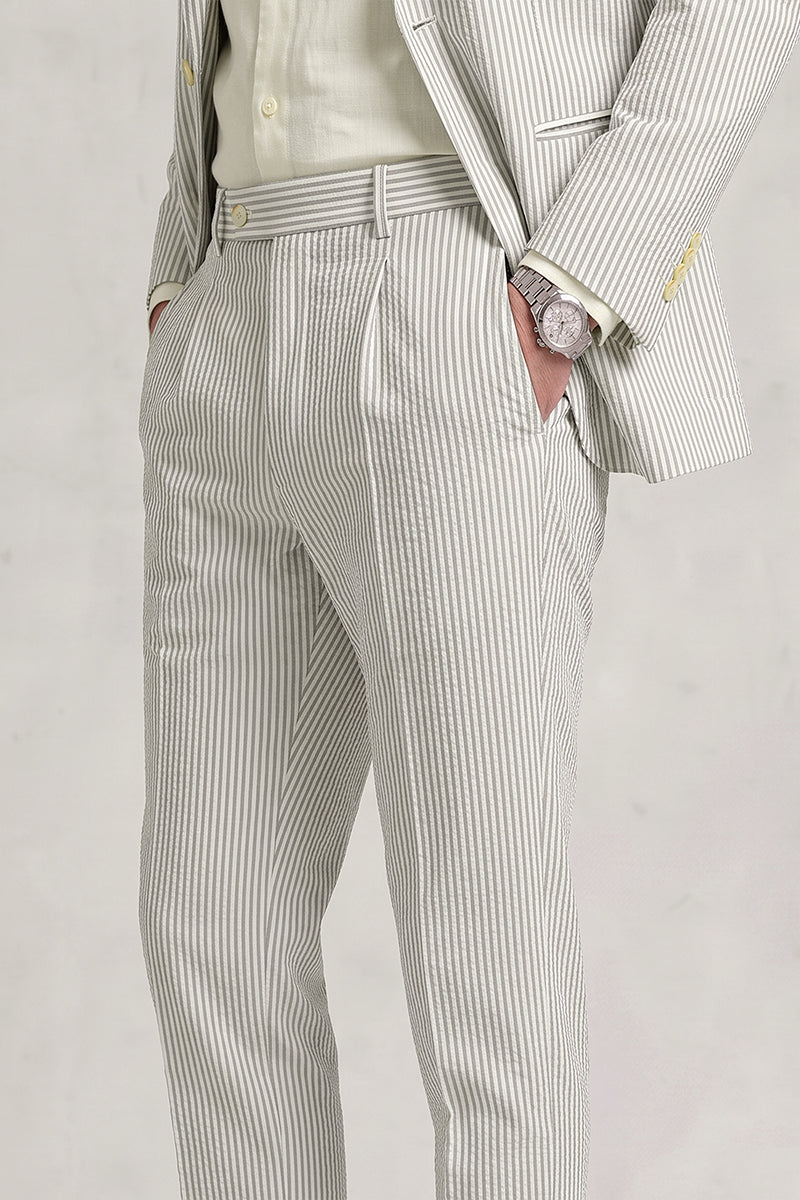 Gray 50% Merino Wool Suit Trousers