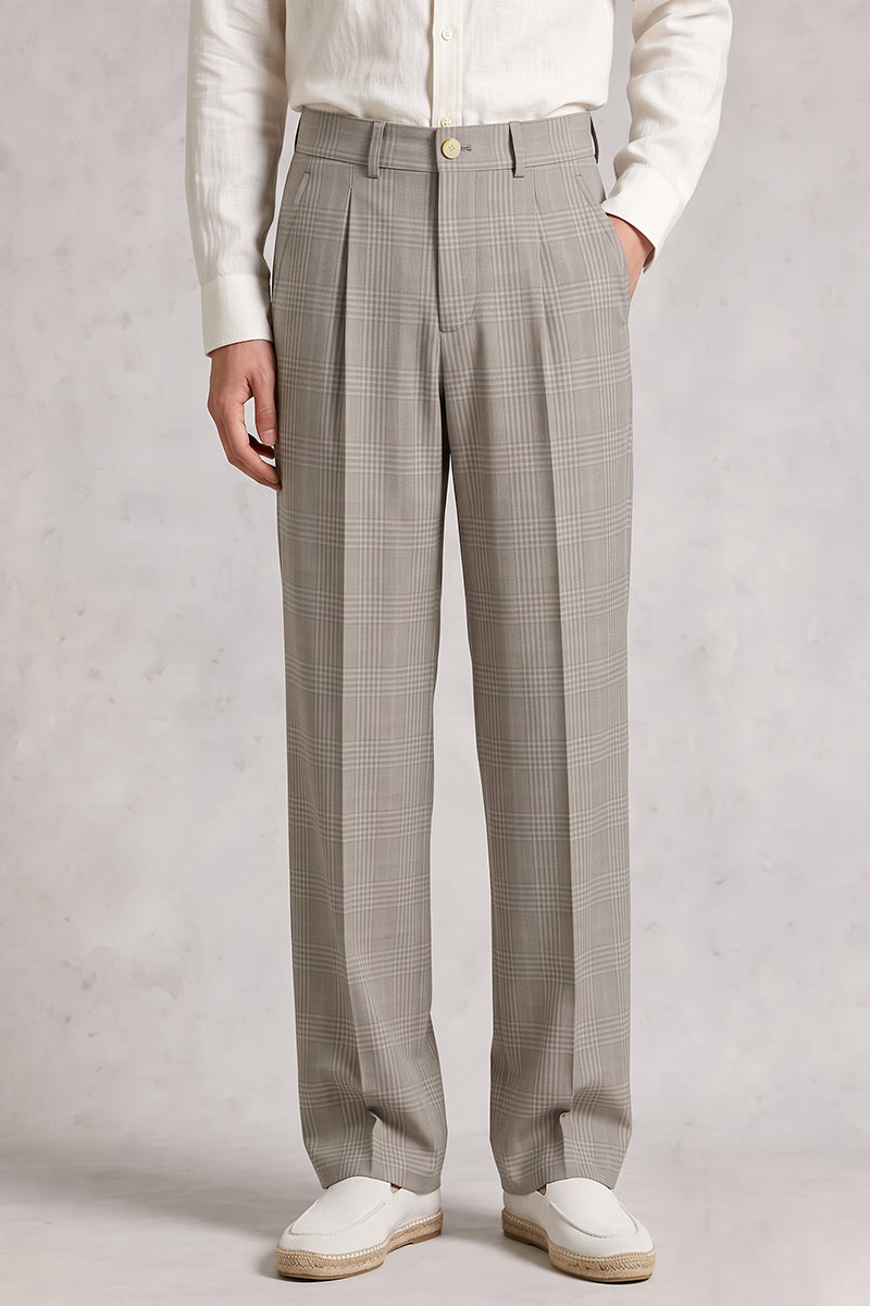 Gray 50% Merino Wool Suit Trousers