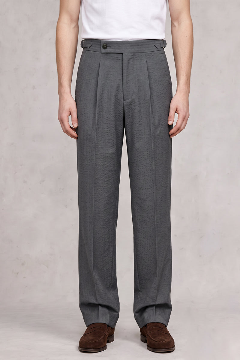 Gray 50% Merino Wool Suit Trousers