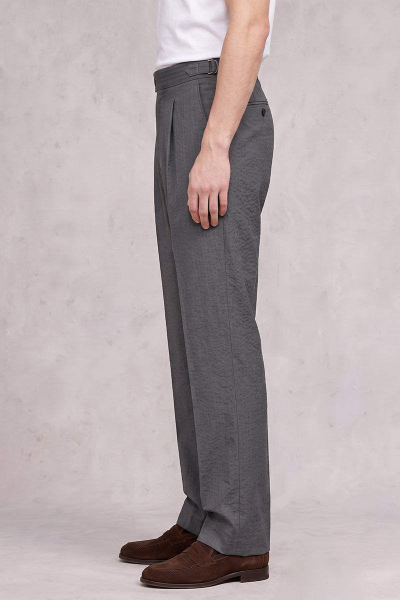 Gray 50% Merino Wool Suit Trousers