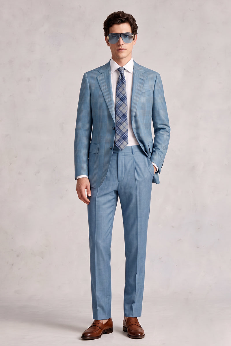 Blue 50% Merino Wool Suit