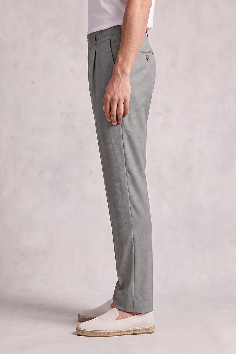 Gray 50% Merino Wool Suit Trousers