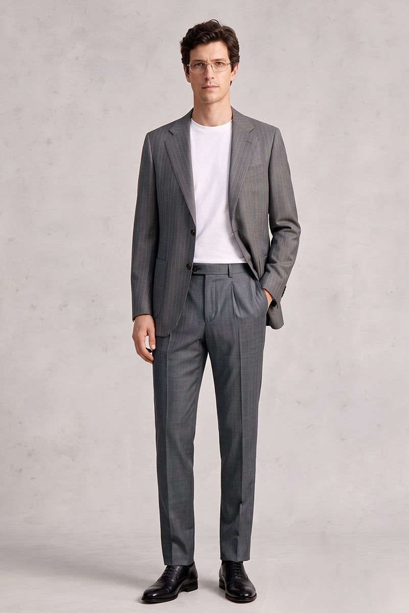 Gray 50% Merino Wool Suit
