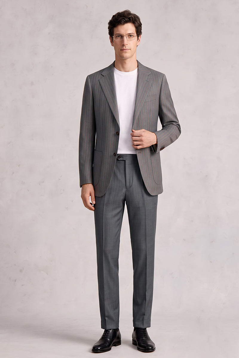 Gray 50% Merino Wool Suit