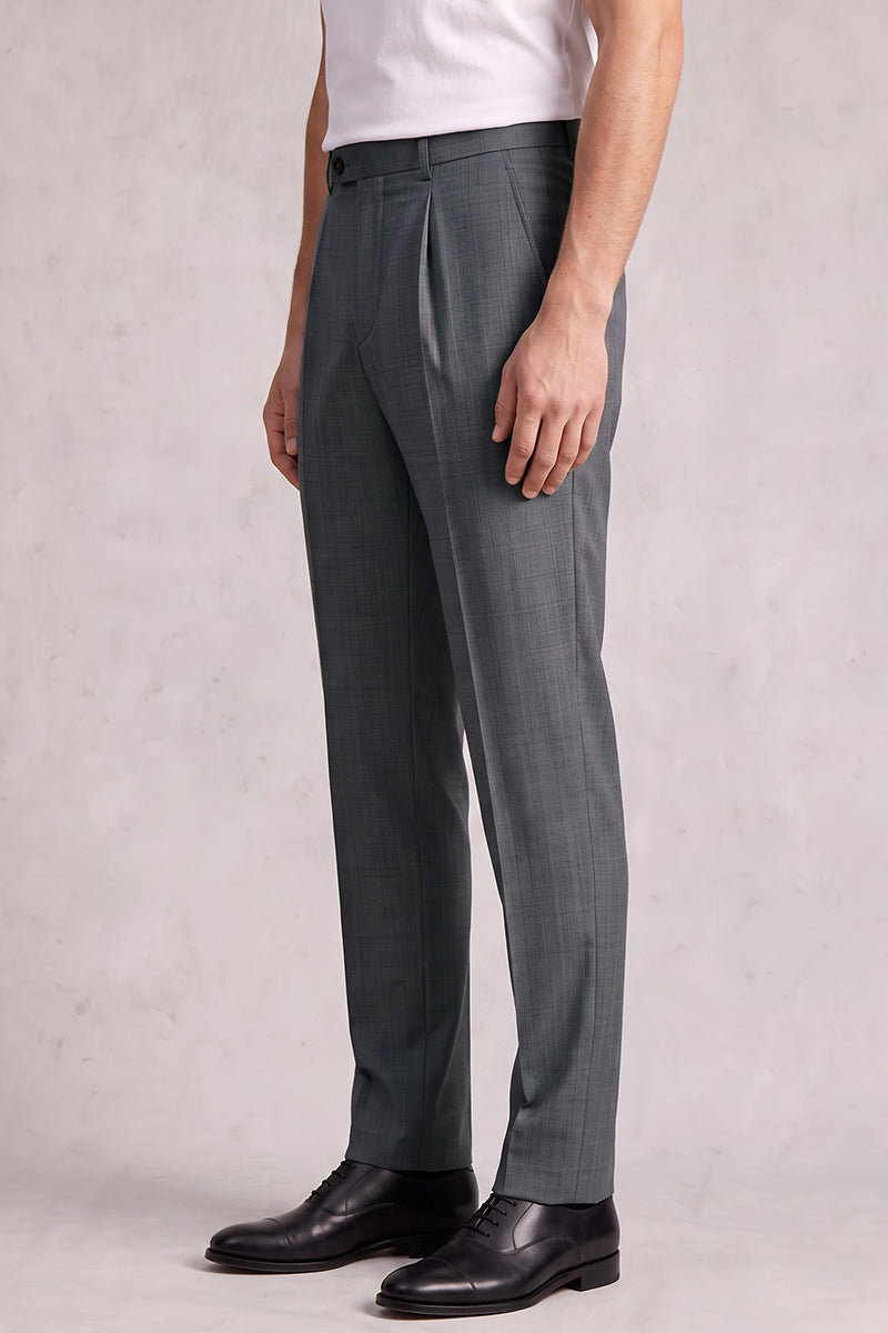 Gray 50% Merino Wool Suit Trousers