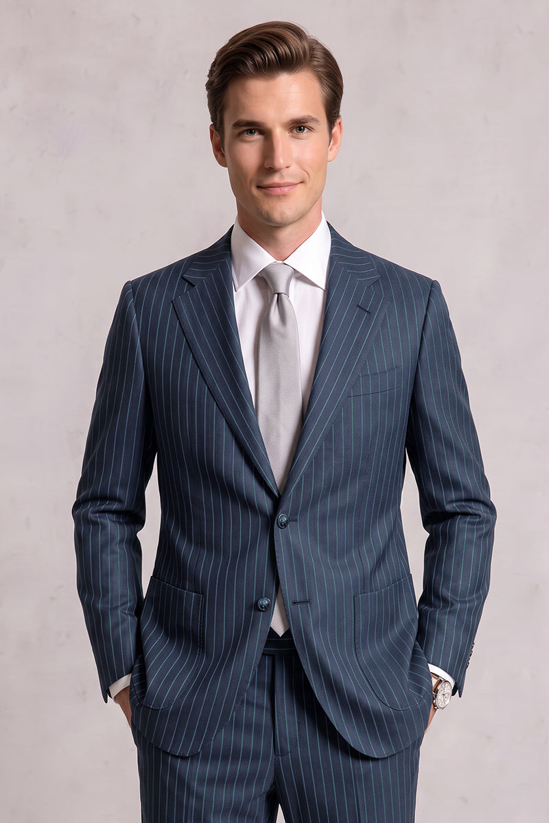 Blue 50% Merino Wool Suit