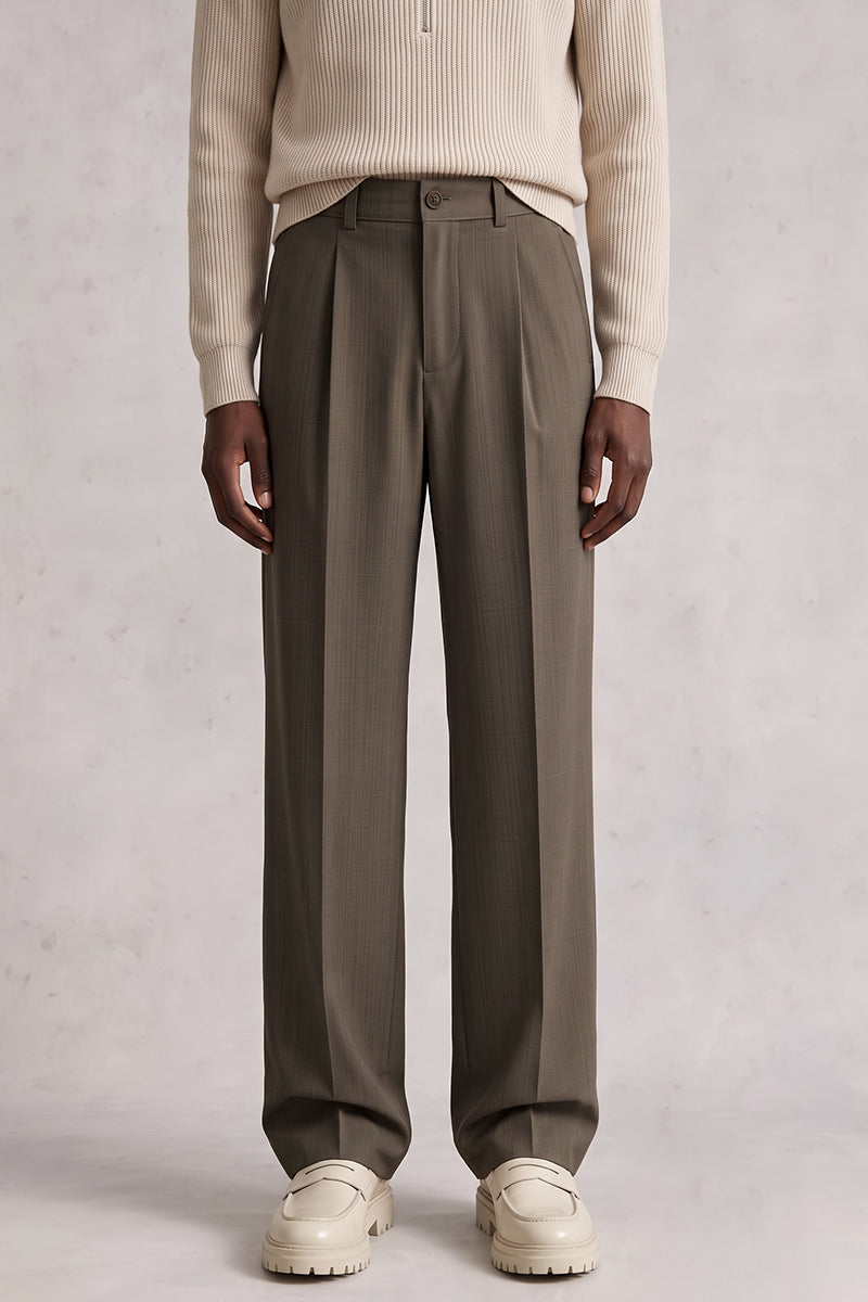 Brown 50% Merino Wool Suit Trousers
