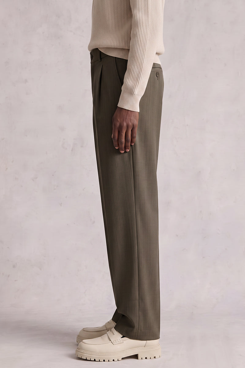 Brown 50% Merino Wool Suit Trousers
