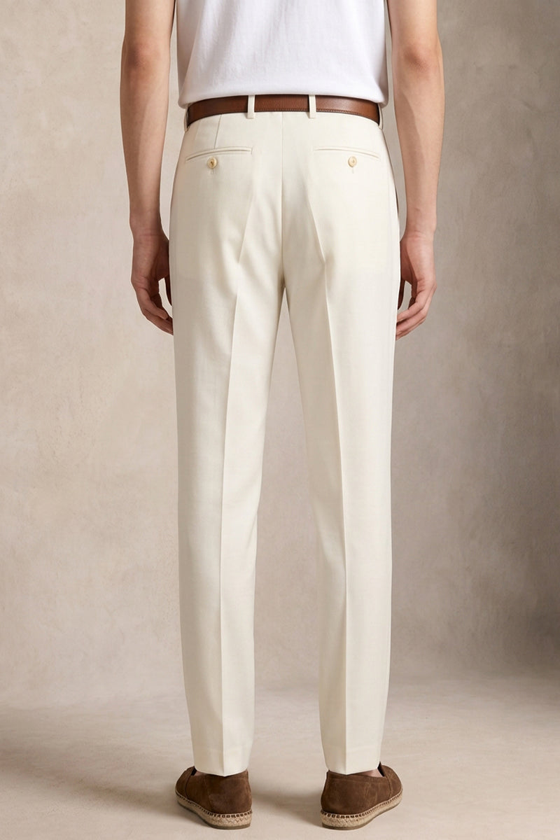 Pantaloni sartoriali bianchi in lana Tencel