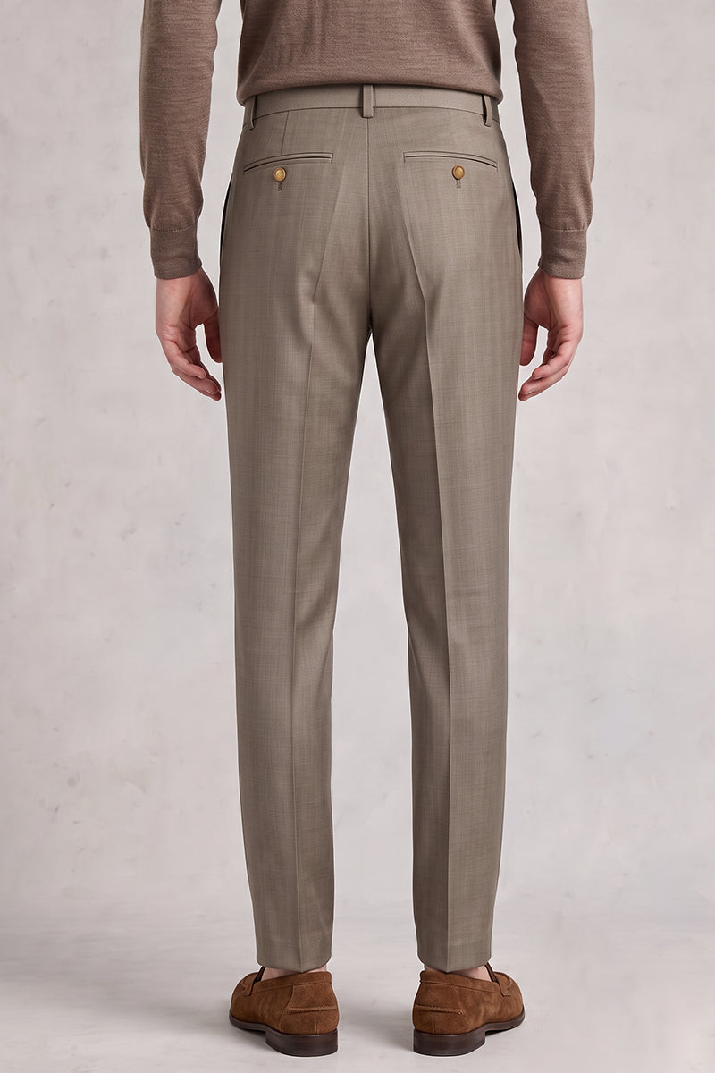 Brown 50% Merino Wool Suit Trousers