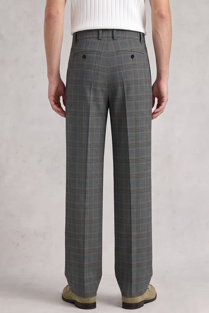 Gray 50% Merino Wool Suit Trousers