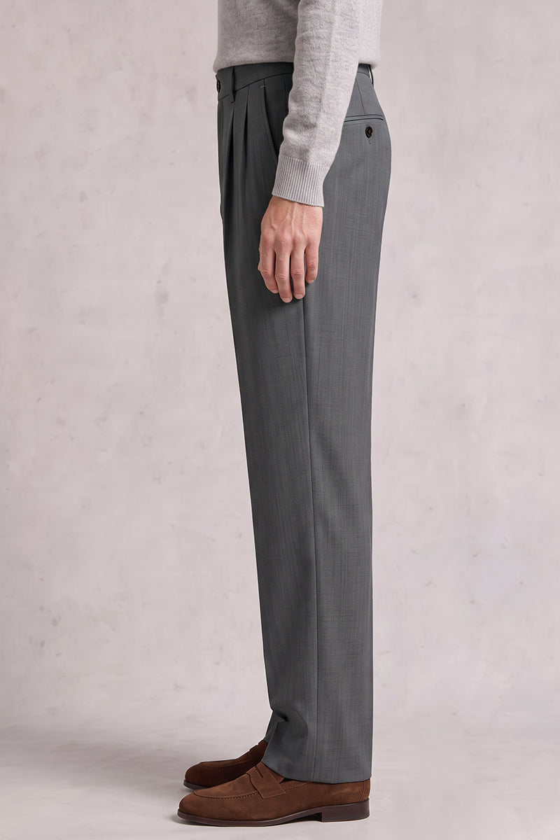 Gray 50% Merino Wool Suit Trousers