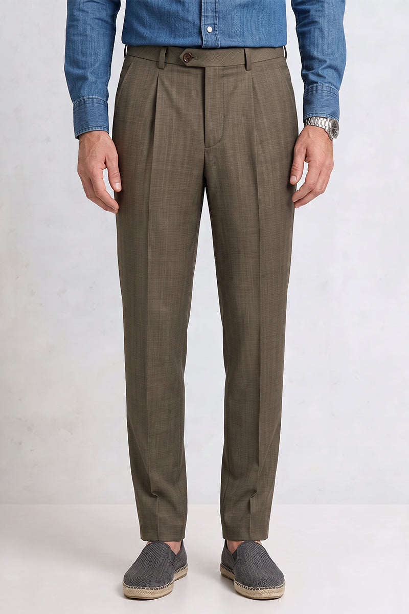 Brown 50% Merino Wool Suit Trousers